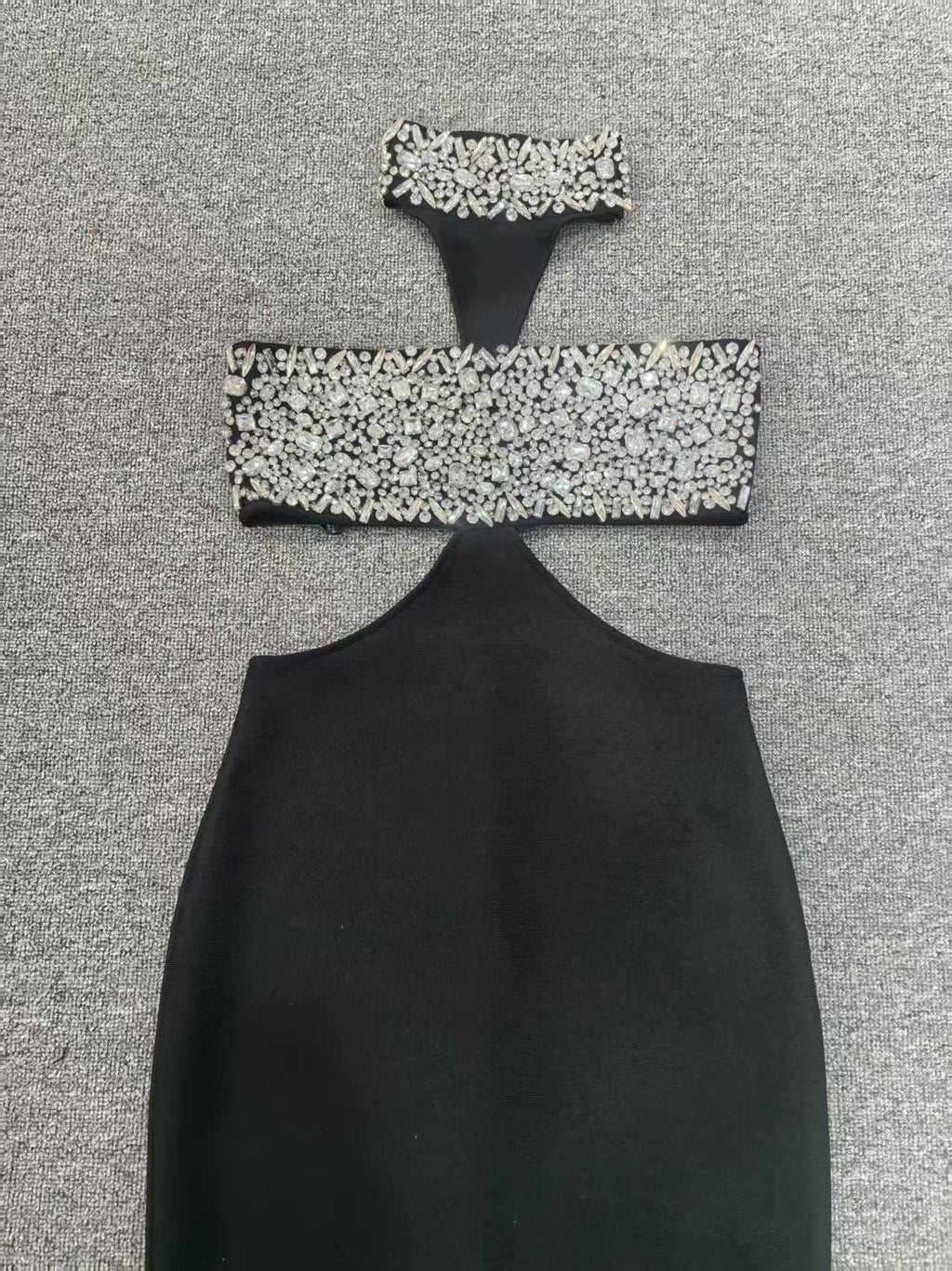 Gwendolyn Crystal Halter Cut Out Maxi Dress In Black Flowering Girl