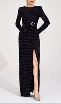 Roxanne Black Diamond High Slit Maxi Dress Flowering Girl