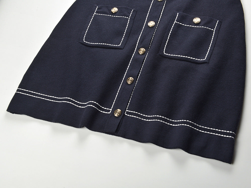 Topstitched Knit Shift Dress Flowering Girl