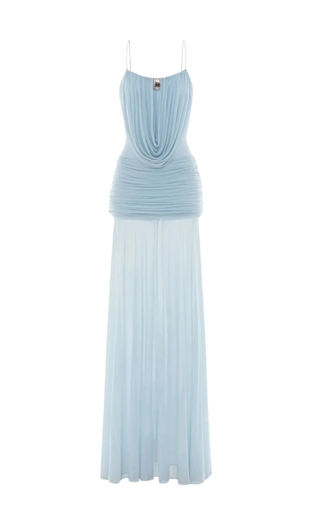 Neraos Draped Ruched Maxi Dress - Blue Flowering Girl