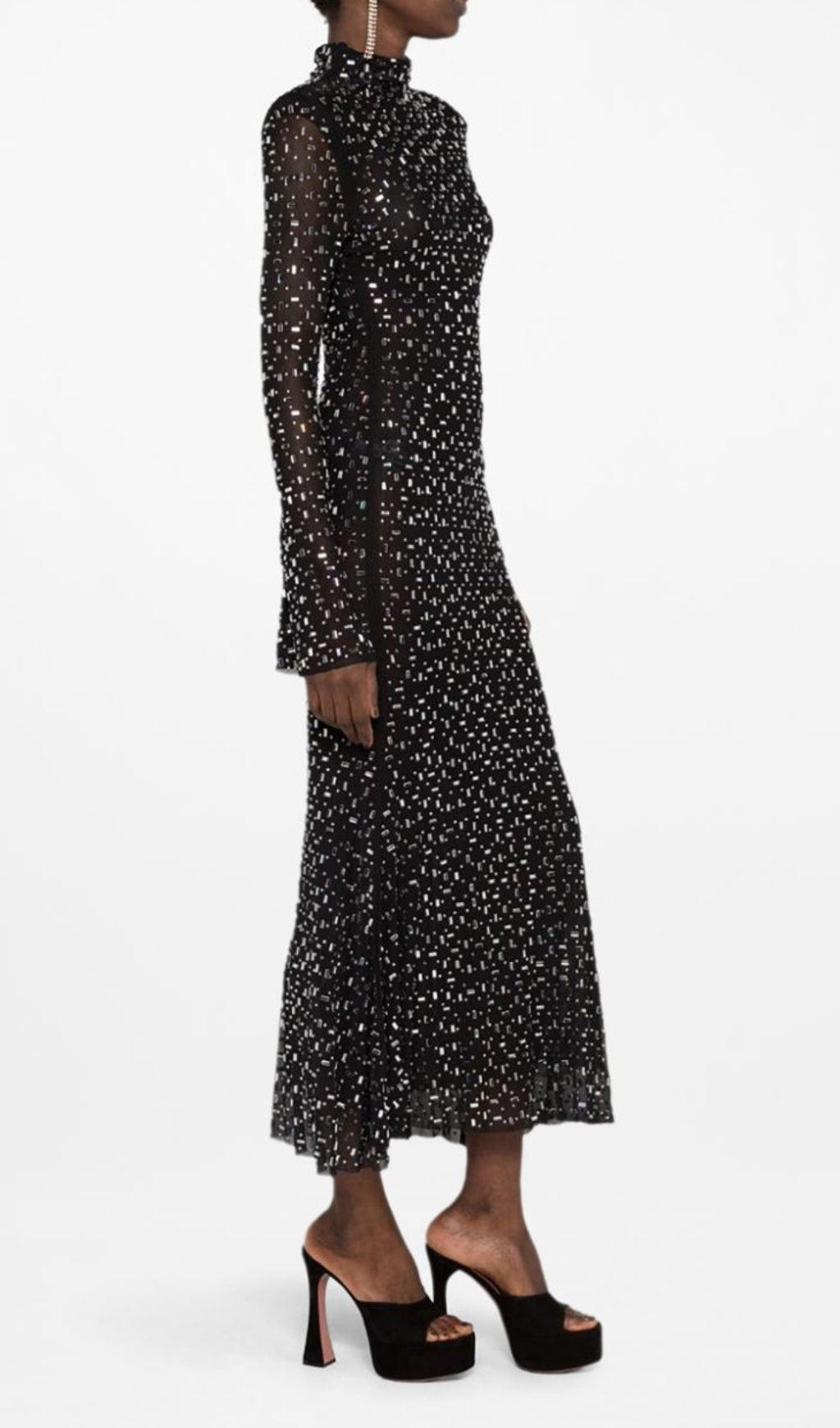 Butrus Black Crystal Long Sleeve Maxi Dress Flowering Girl
