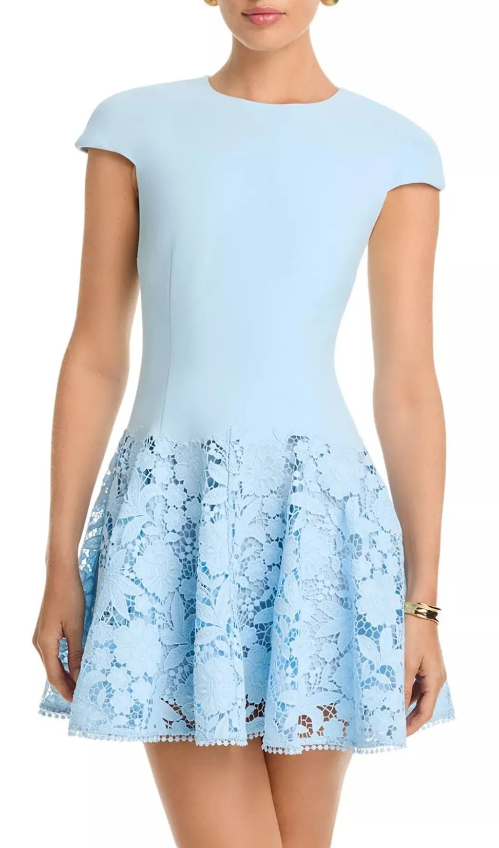 Crepe Lace Mini Dress - Blue Flowering Girl