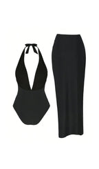 Kalare Black Star One-Piece Swimsuit & Skirt Set Flowering Girl
