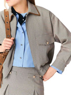 Checked Bomber Jacket Flowering Girl