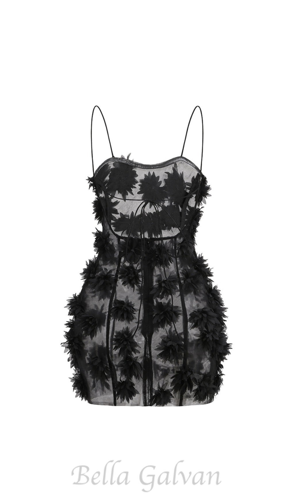 flower embellished Mini Dress in black Flowering Girl