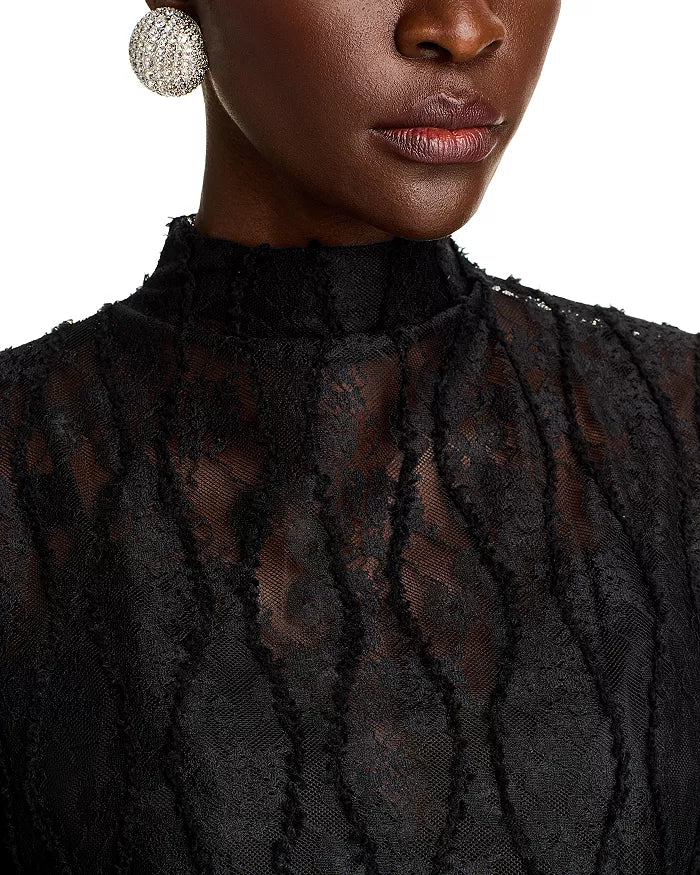Lace Mock Neck Top Flowering Girl