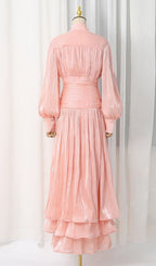 Klarika Pink Long Sleeve Maxi Dress Flowering Girl