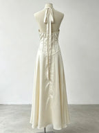 Mansi White Halter Maxi Dress Flowering Girl