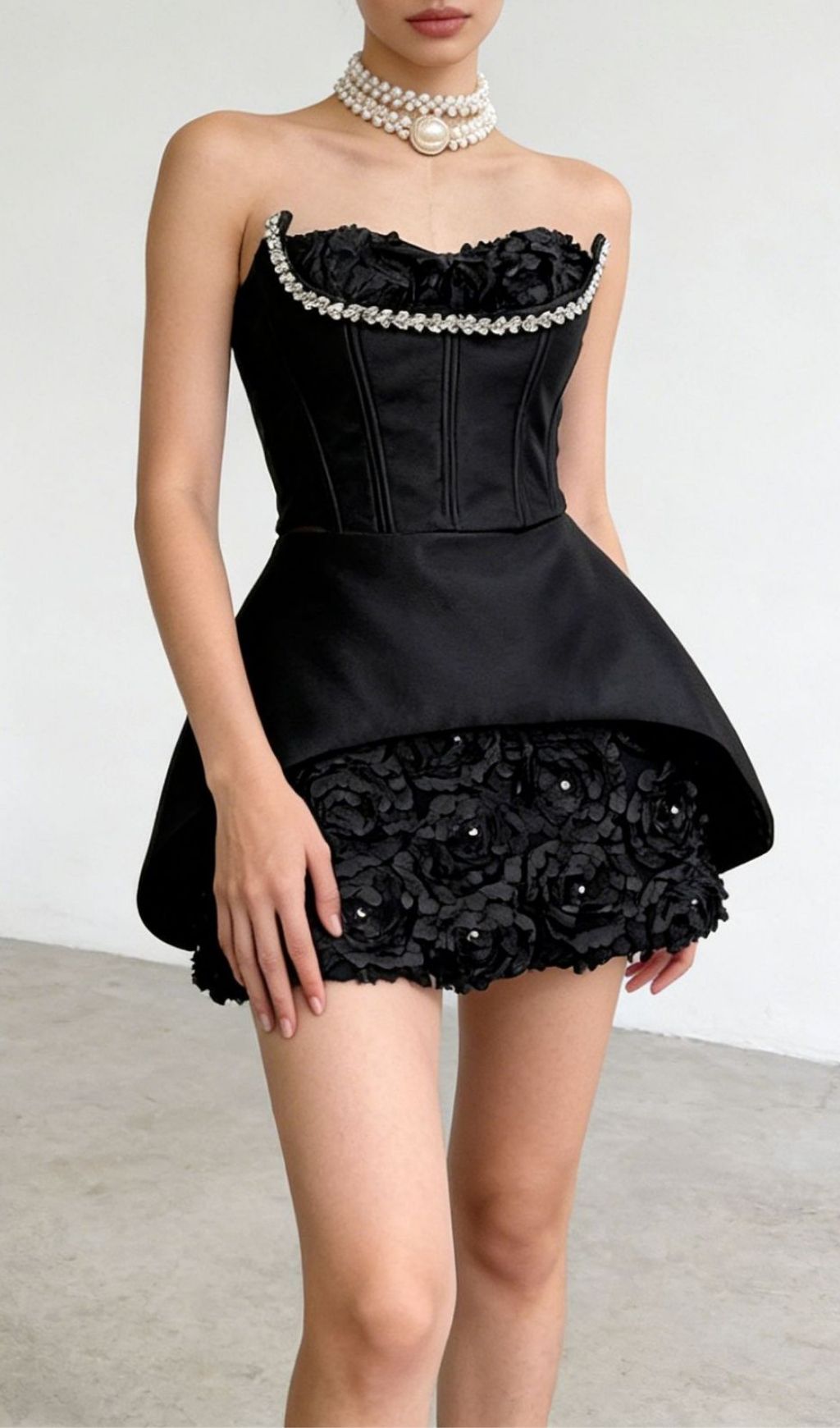 Kesley Strapless Corset Flower Mini Dress Flowering Girl