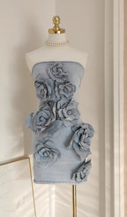 Canto Strapless Flower Denim Mini Dress Flowering Girl