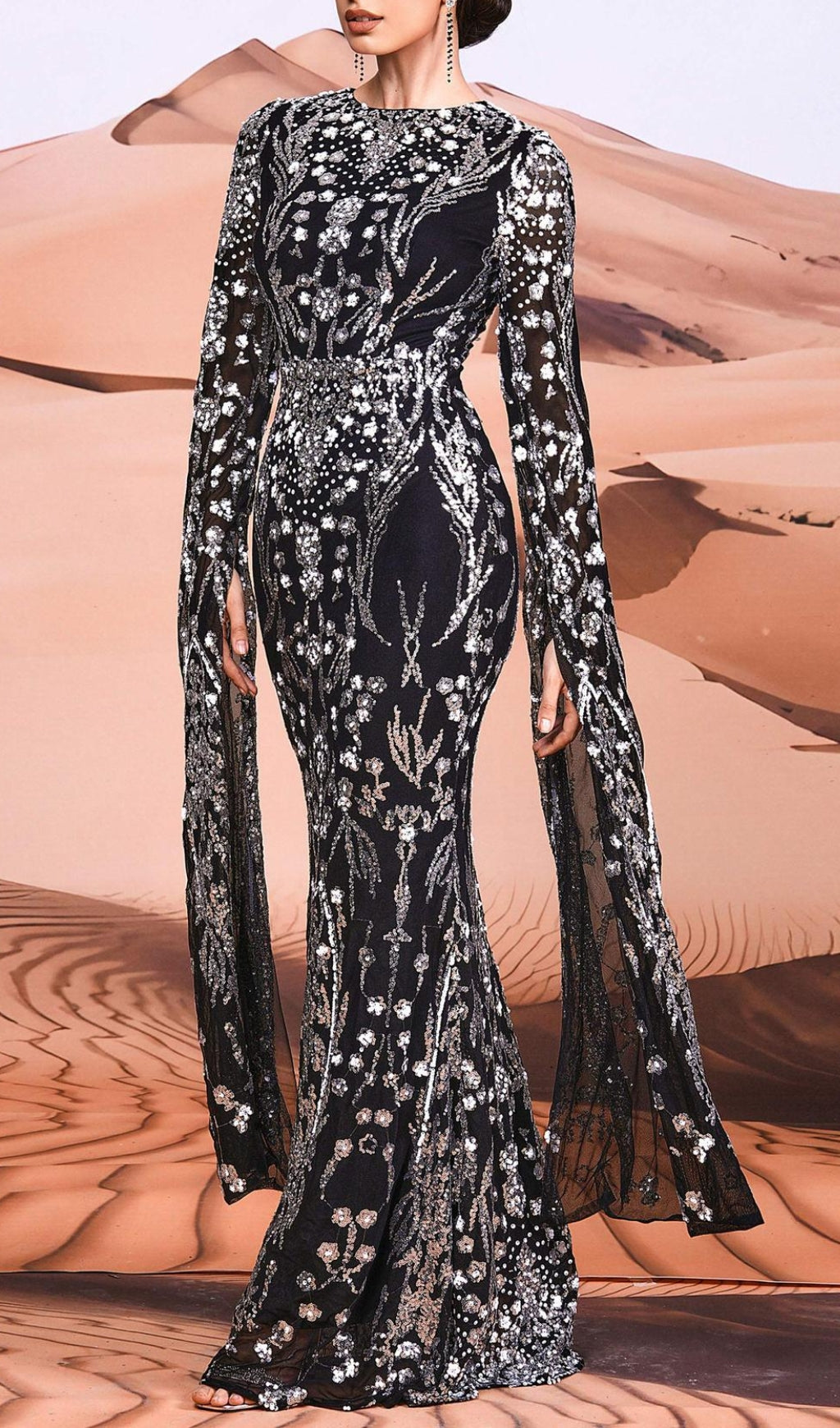 Cicely Silver Sequin Maxi Dress Flowering Girl