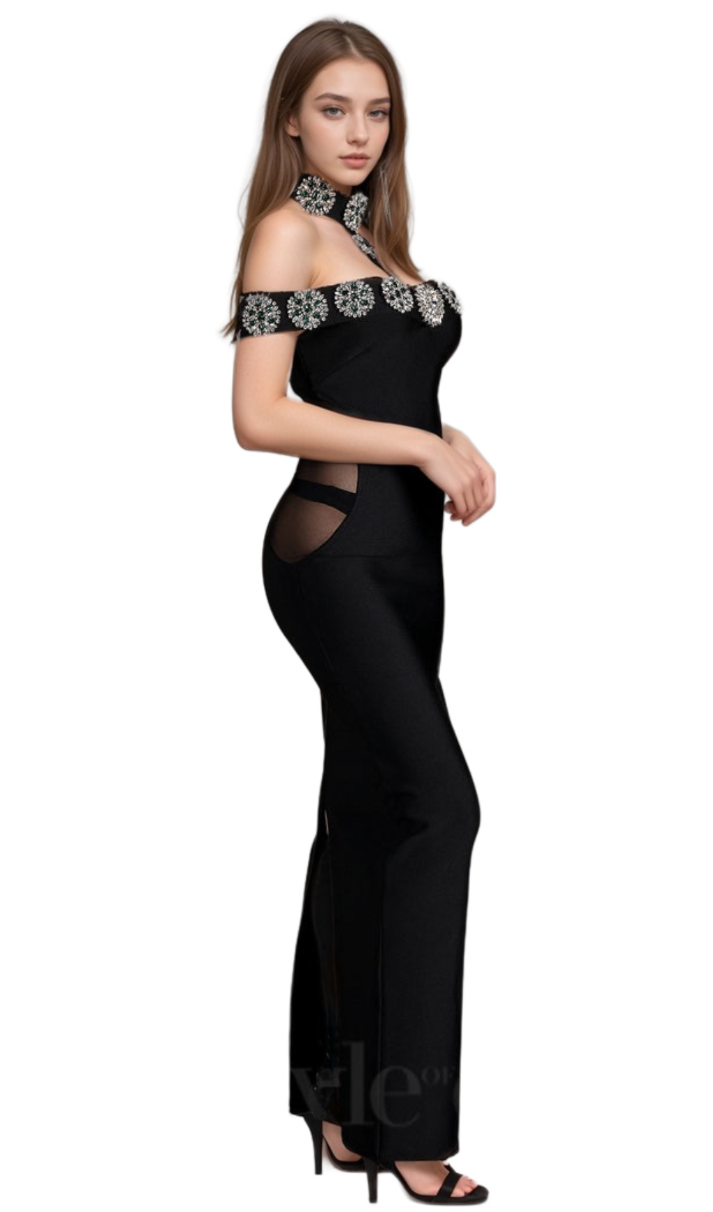 alberta Palanee Halter Diamond Bodycon Dress With Gloves Flowering Girl