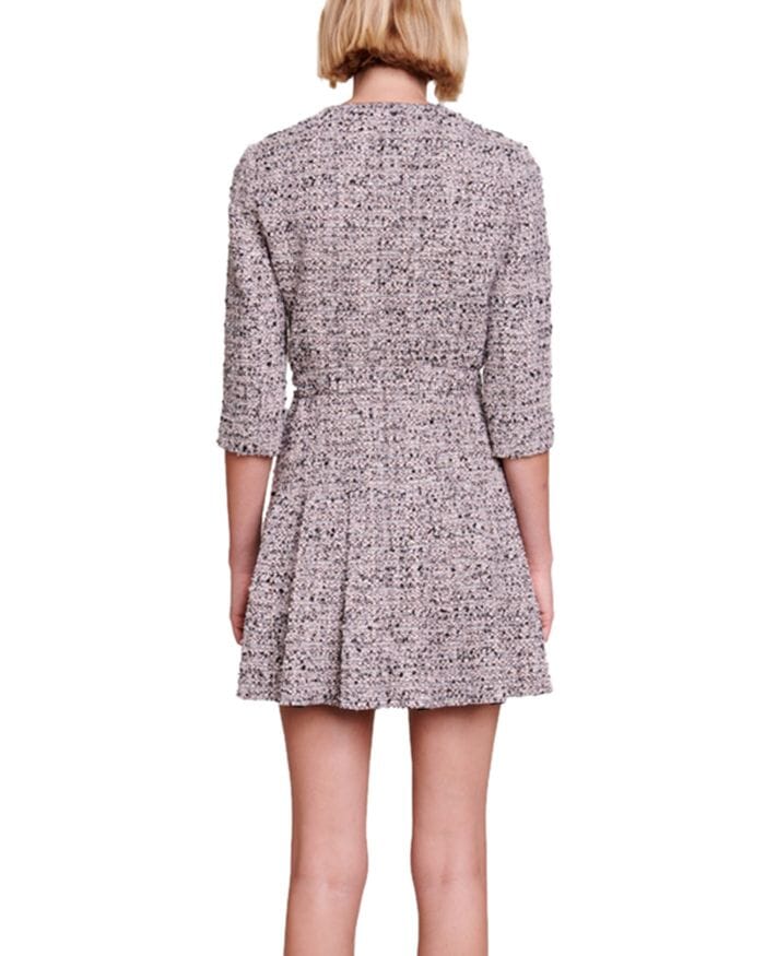 METALLIC TWEED CROSSOVER DRESS Flowering Girl