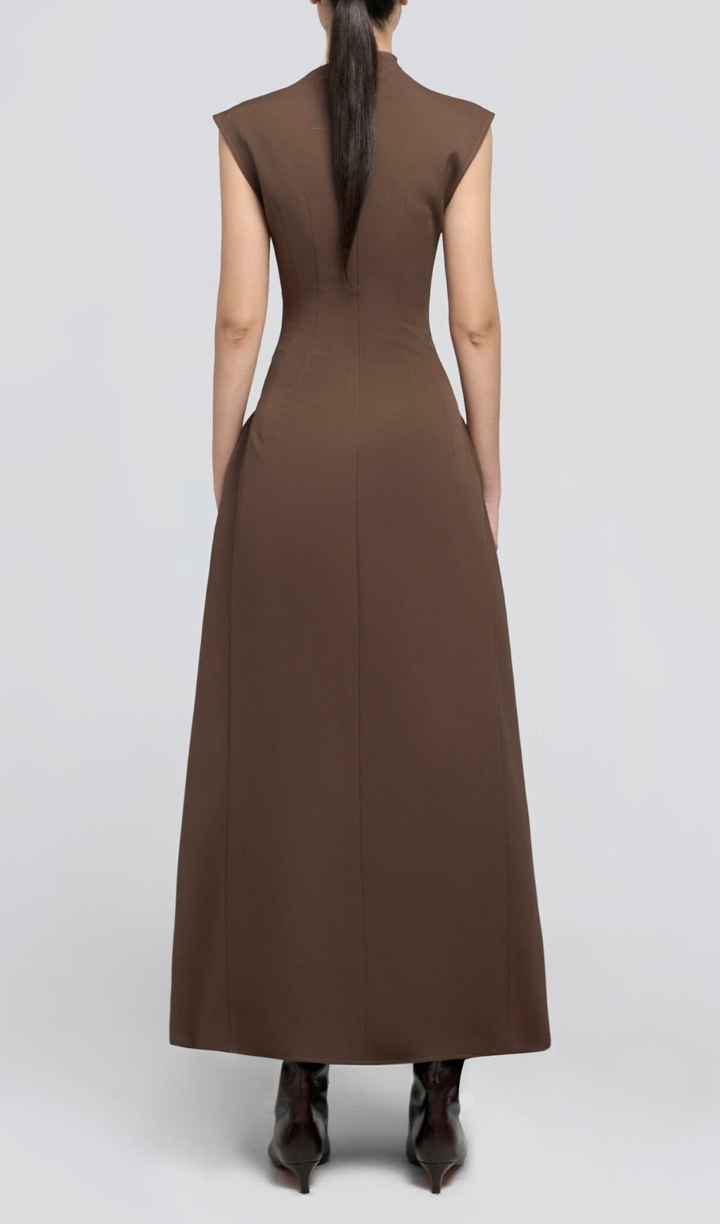 A Line Maxi Dress Brown Flowering Girl