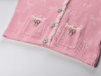 Joanna Knit Co-Ord Set With Pearl & Bow Detailing – Pink Flowering Girl
