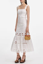 Keane Lace Insert Belted Midi Dress Flowering Girl