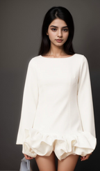 Elodie white bubble-skirt mini dress Flowering Girl