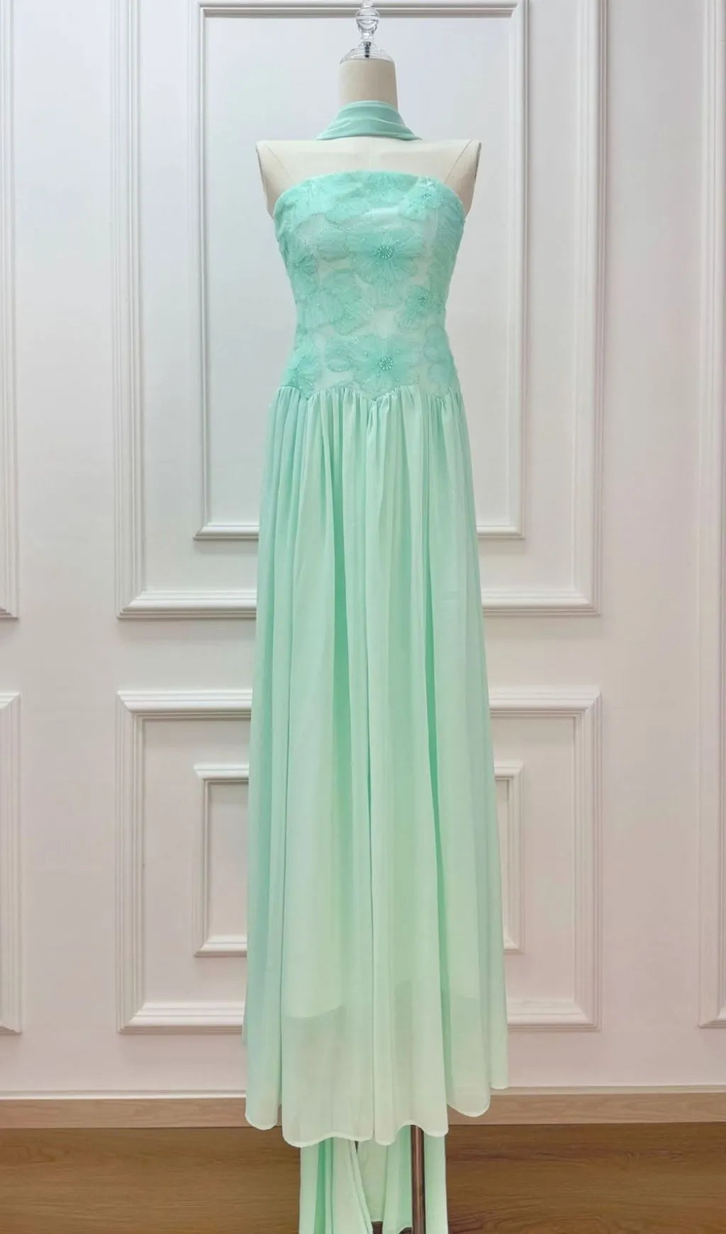 Kenley Green Strapless Flower Maxi Dress Flowering Girl