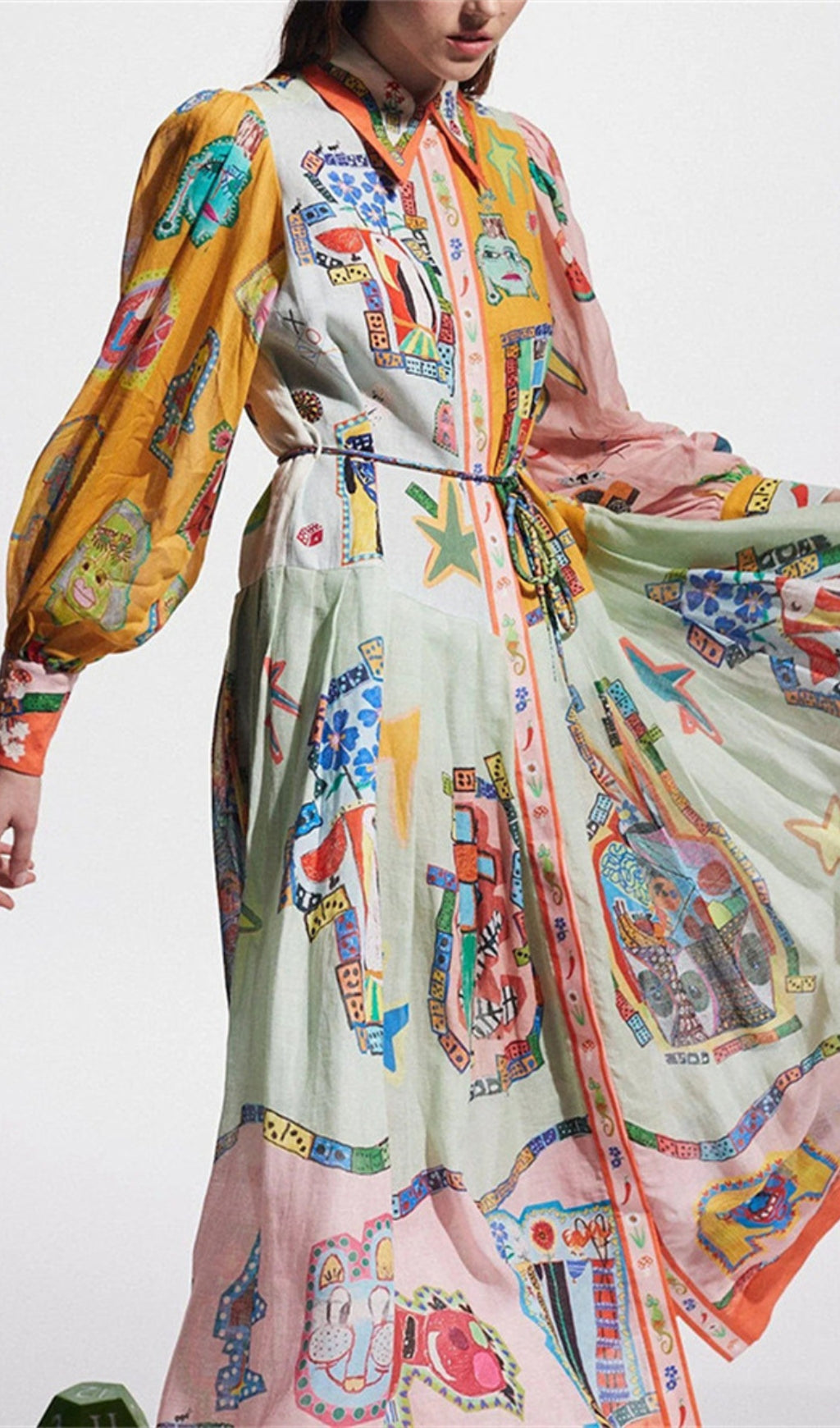 Ceara Printed Long Sleeve Midi Dress Flowering Girl