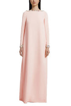 Blush Pink Long Sleeve Kaftan-Style Maxi Dress Flowering Girl