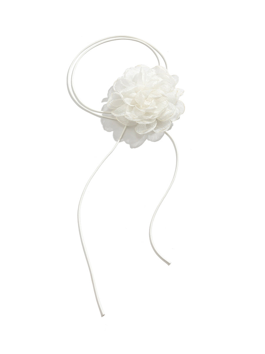 White Flower Mesh Choker Flowering Girl