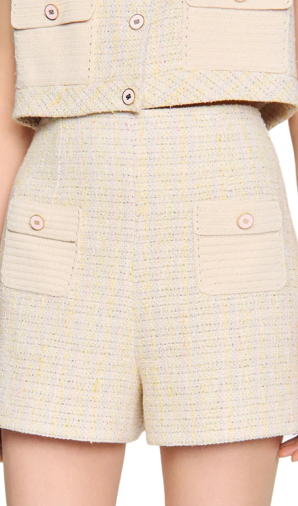 Decorative Tweed Shorts Flowering Girl