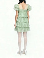 Meghan Green Layered Mini Dress Flowering Girl