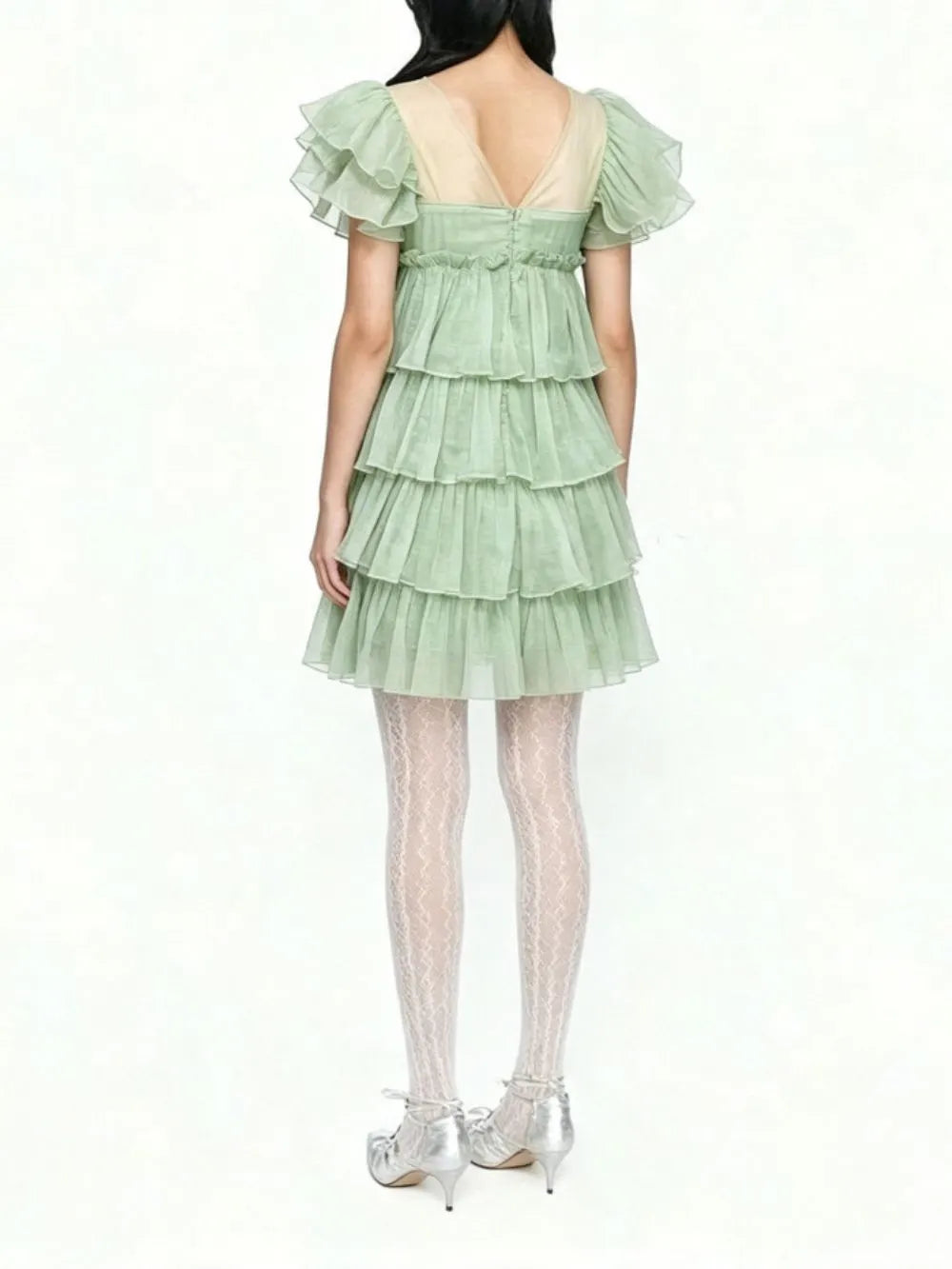 Meghan Green Layered Mini Dress Flowering Girl