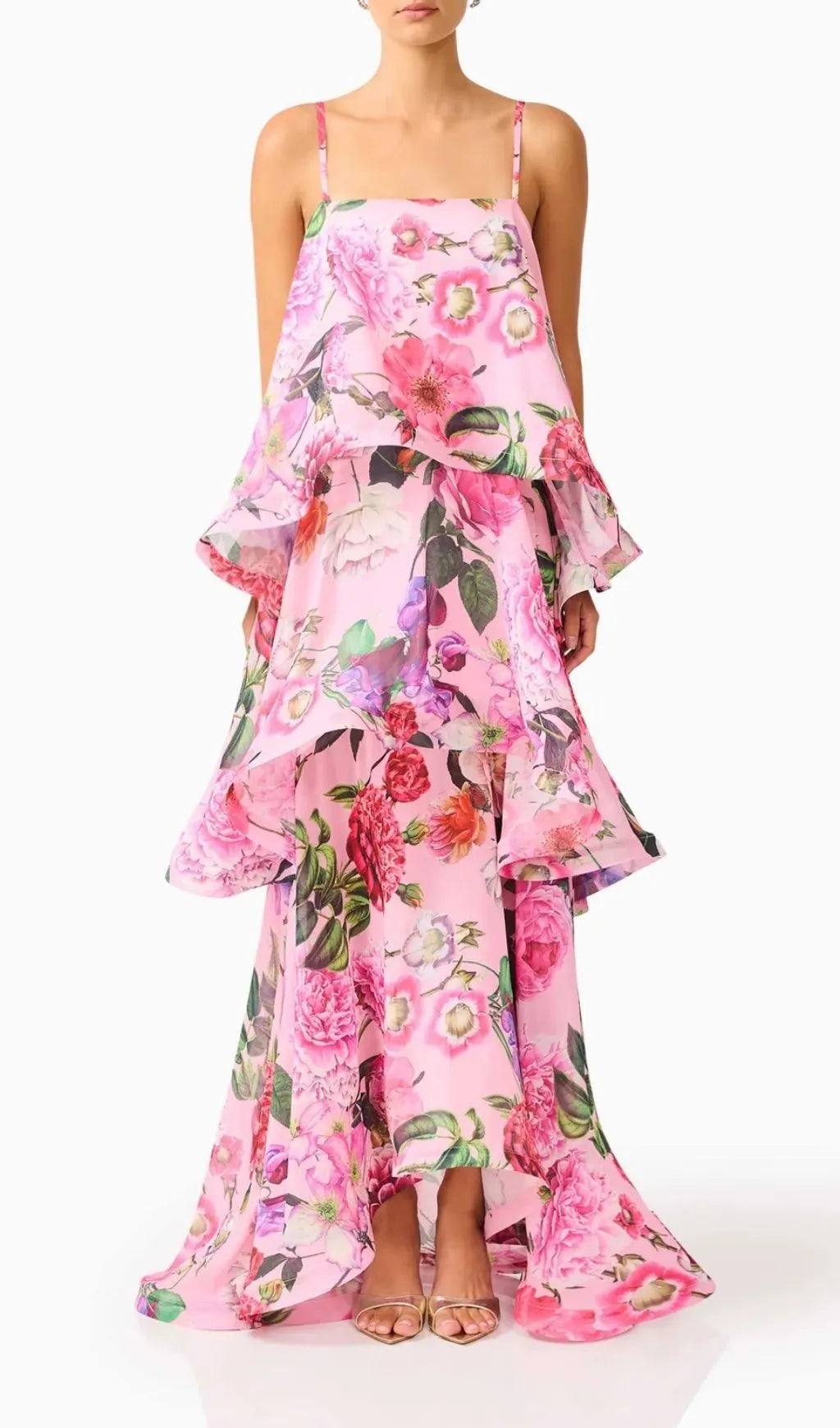 Lael Pink Floral Printed Maxi Dress Flowering Girl