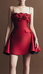 Emmie Red Flower Mini Dress Flowering Girl