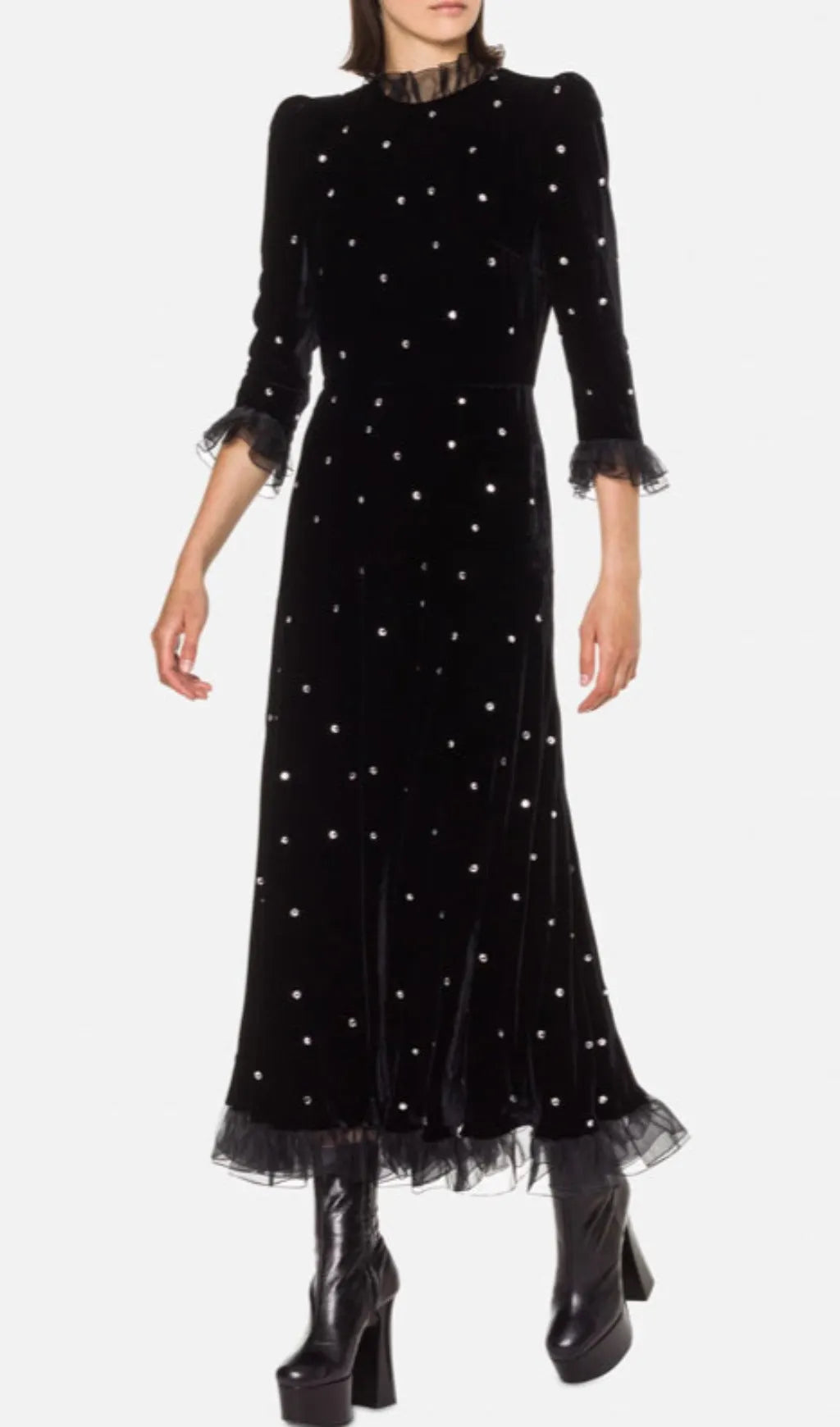 Abarne Velvet Dress With Crystals Flowering Girl