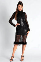 Smendes Sequin Mesh Feather Dress Flowering Girl