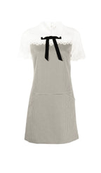 MIXED MEDIA LACE HOUNDSTOOTH DRESS Flowering Girl