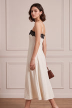Off-White Linen-Blend A-Line Dress Flowering Girl