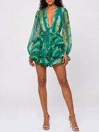 Kormian V Neck Ruffle Mini Dress Flowering Girl