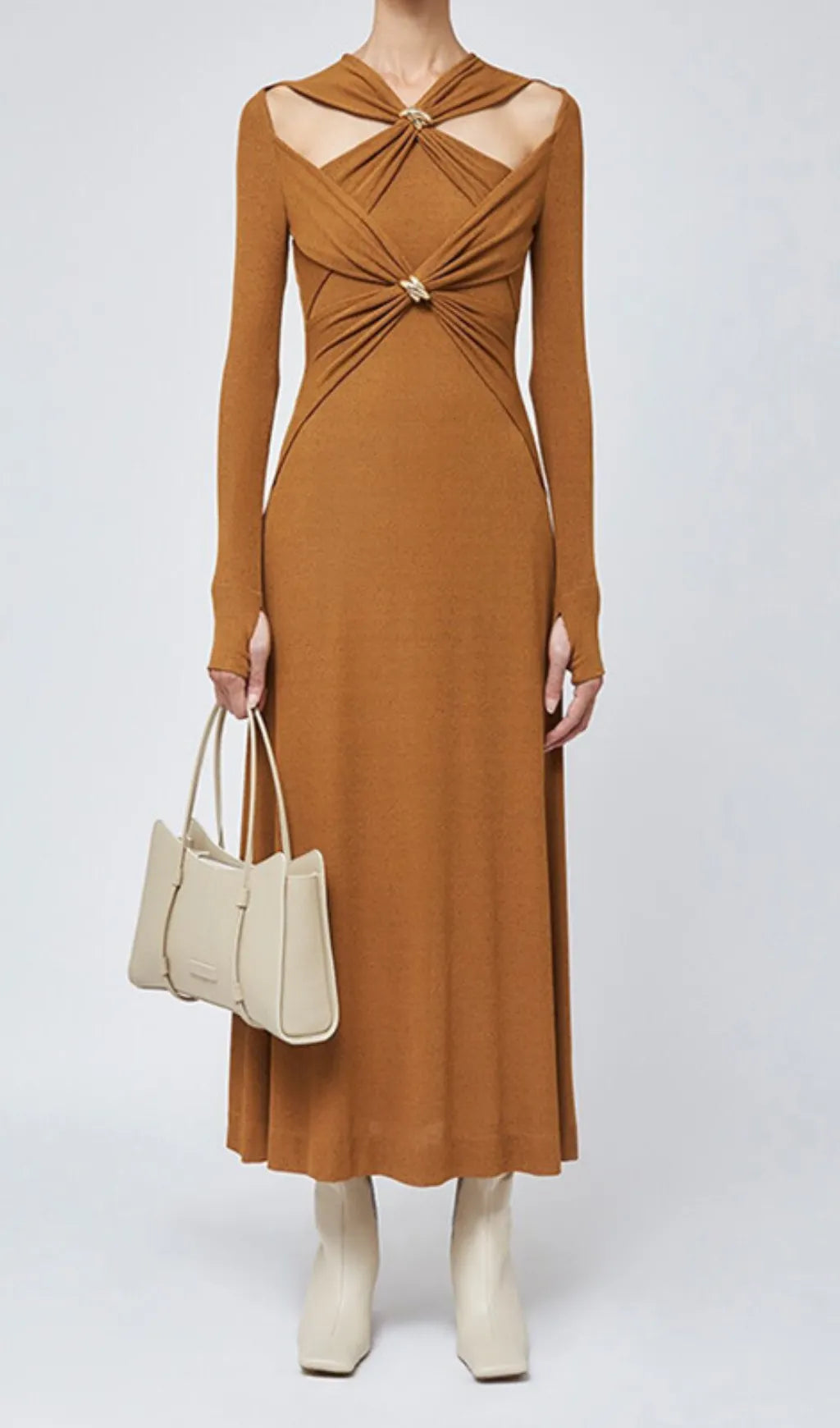 Braydon Cutout Knit Long Sleeve Midi Dress Flowering Girl