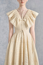 sally Ruffled V-neck midi Dress in apricot Flowering Girl