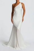 Lace-Up Beveled Back Satin Maxi Dress In Ivory Flowering Girl