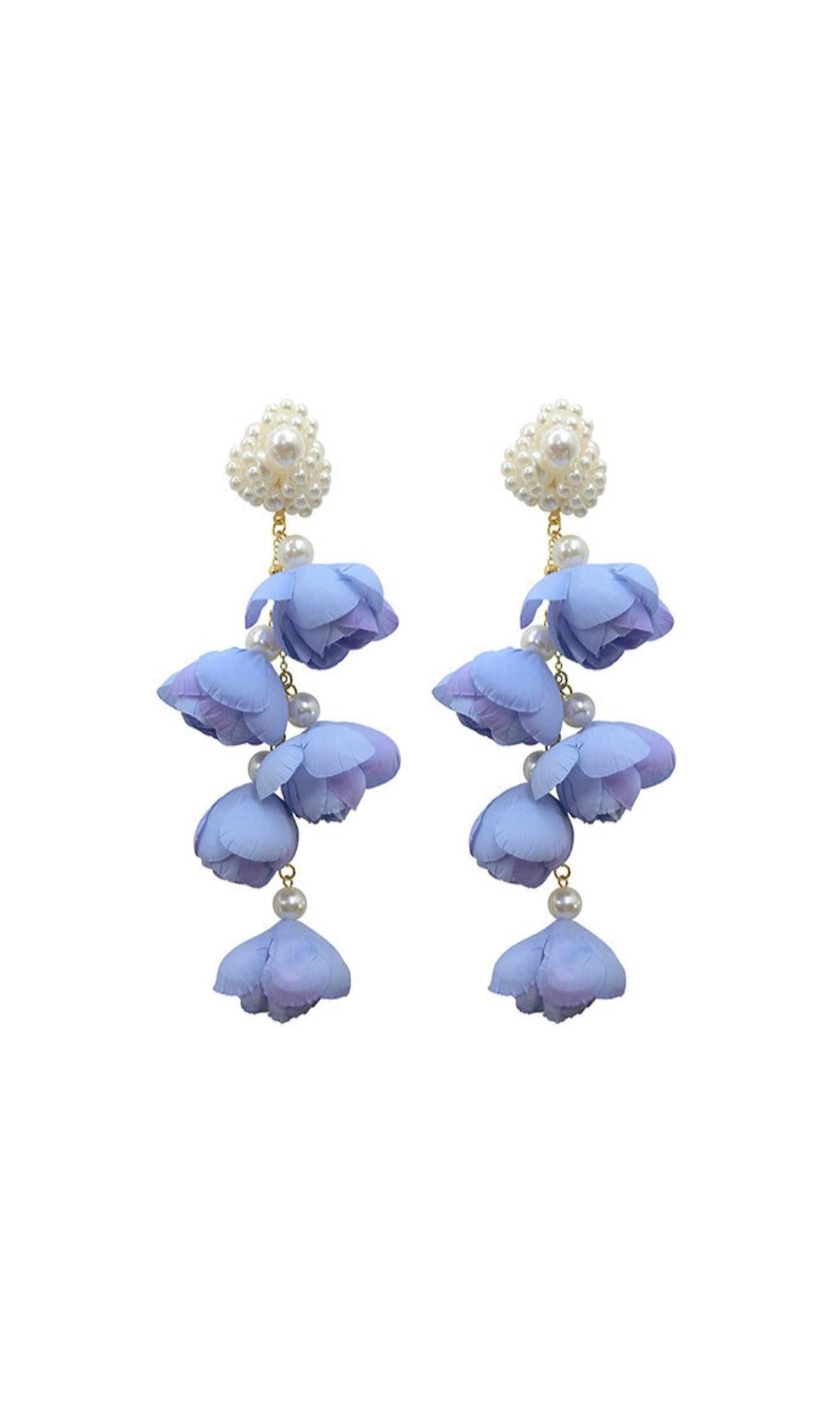 Alejandra Violet Pearl Flower Earrings Flowering Girl