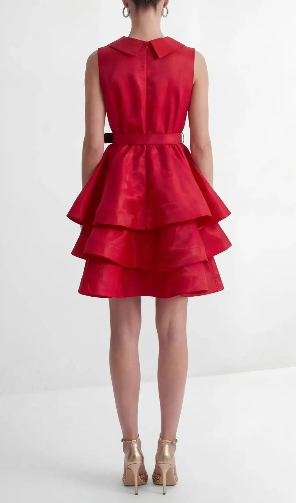 Jessica Red V-Neck Tiered Ruffle Mini Dress Flowering Girl