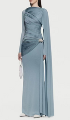 Hanayo Ruched Long Sleeve Maxi Dress Flowering Girl