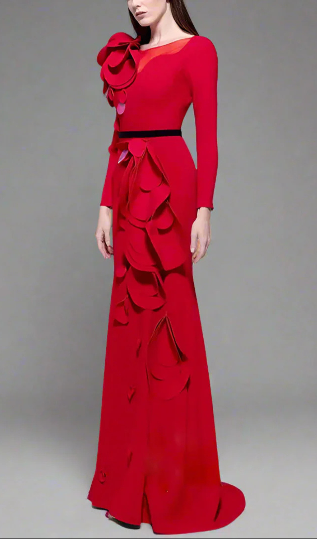 floral belted maxi dress in red Flowering Girl