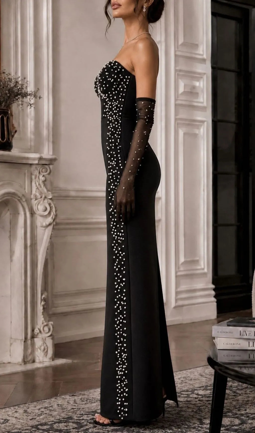 Kojo Black Beaded Bandage Maxi Dress Flowering Girl