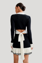 Alexia Contrast Ruffle Bow Mini Knit Dress Flowering Girl