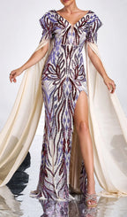 Irish Sequin Slit Maxi Dress Flowering Girl