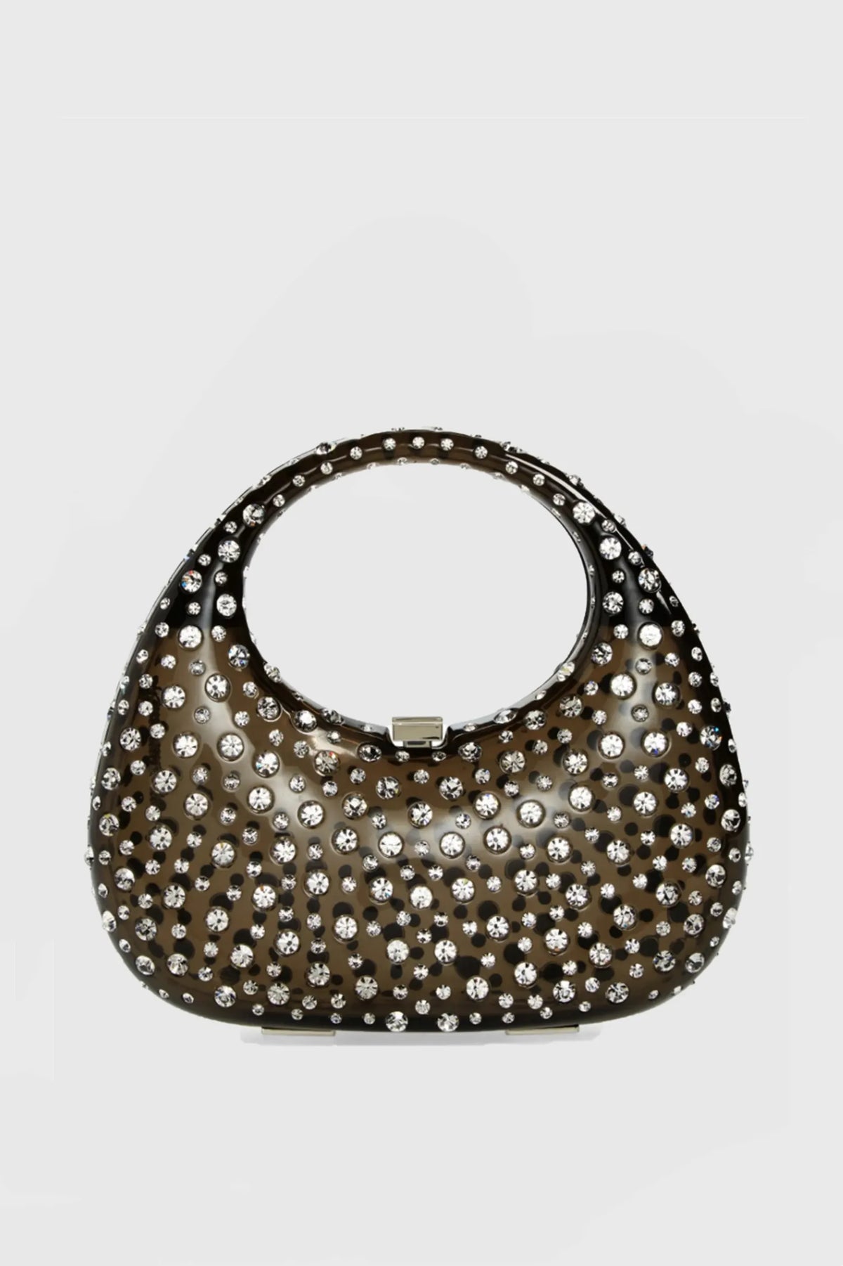 Annabel Clear Crystal Embellished Acrylic Clutch - Black Flowering Girl
