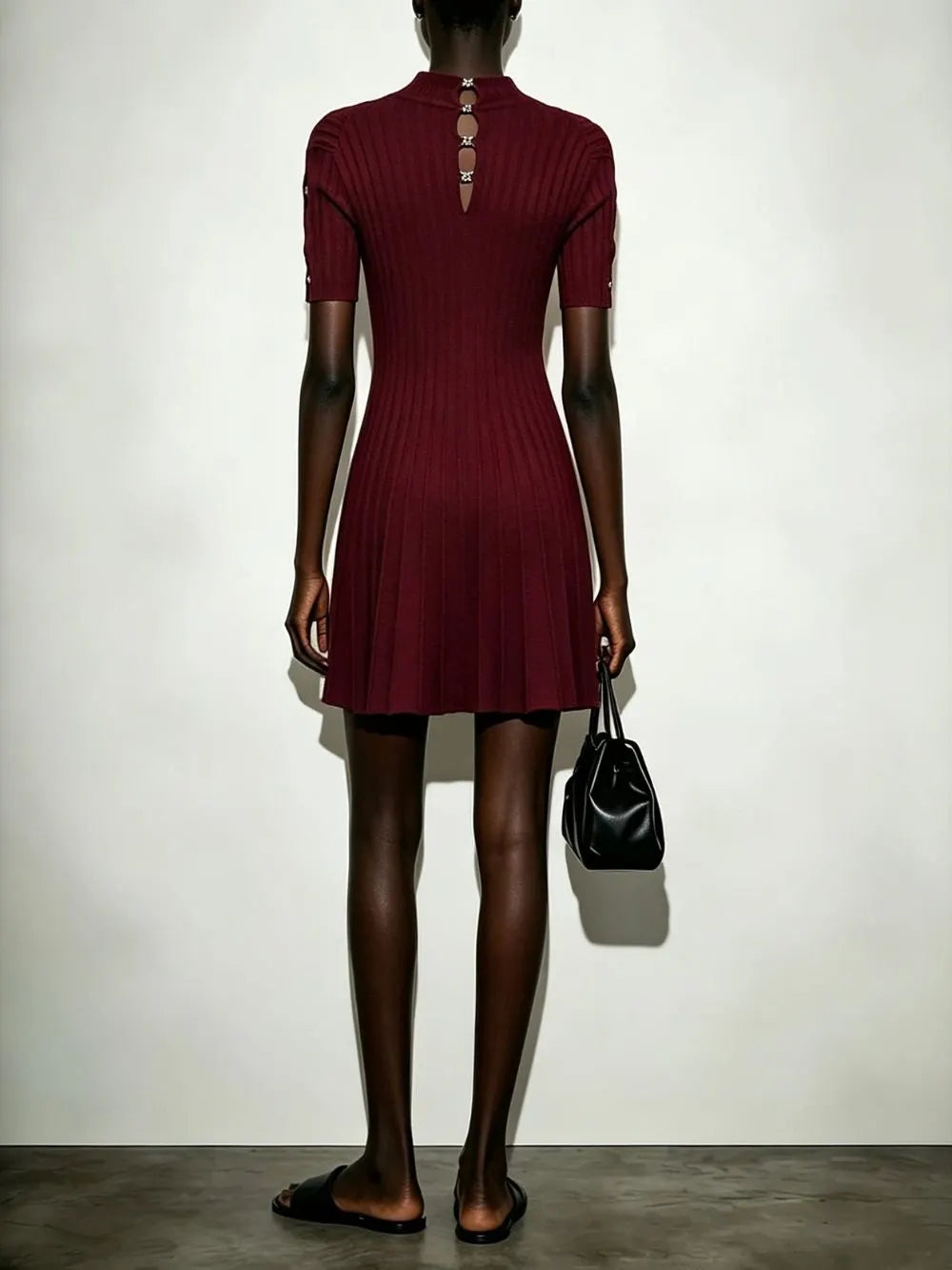 Mariluz Wine Knit Mini Dress Flowering Girl