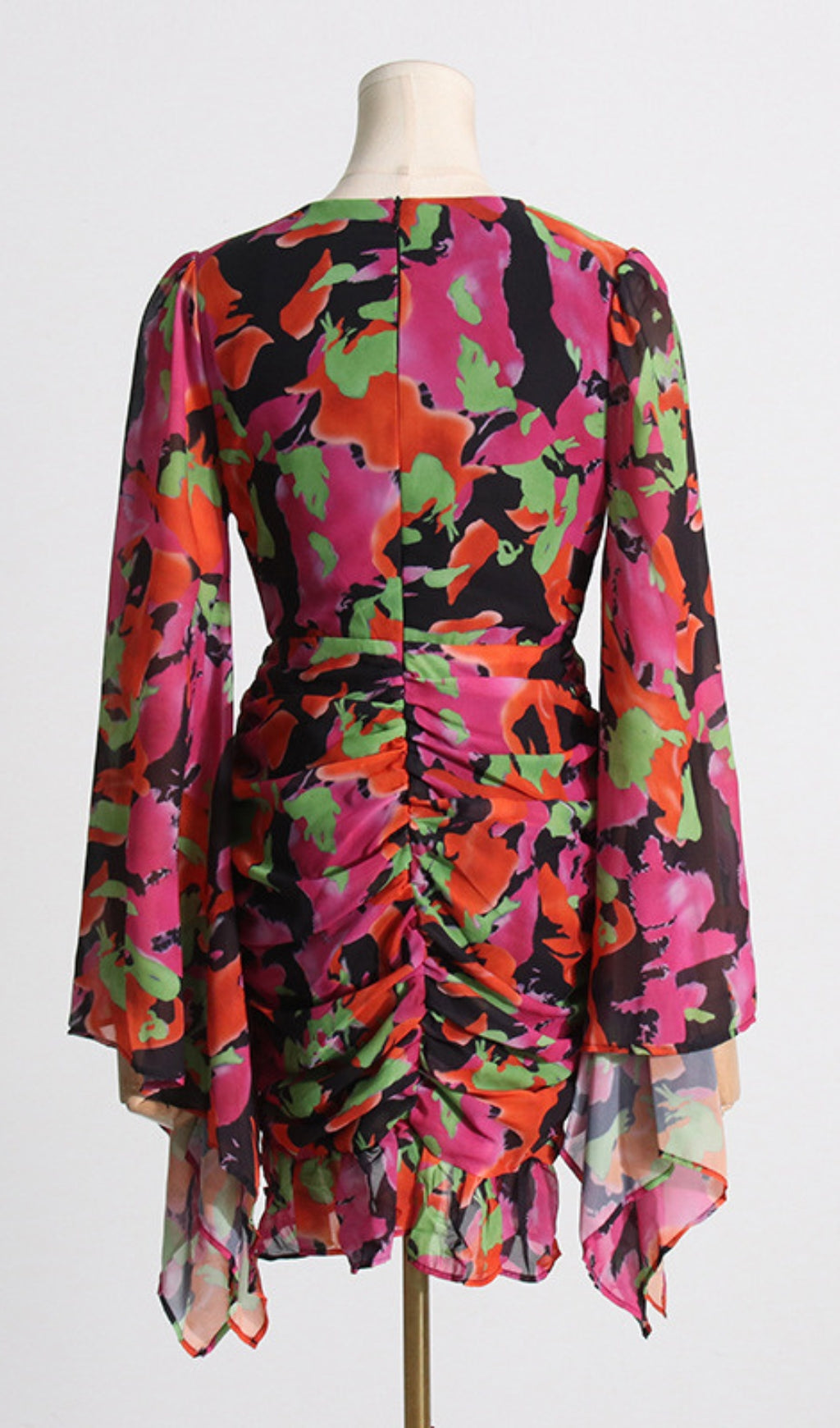 Printed Ruffle Mesh Dress Flowering Girl