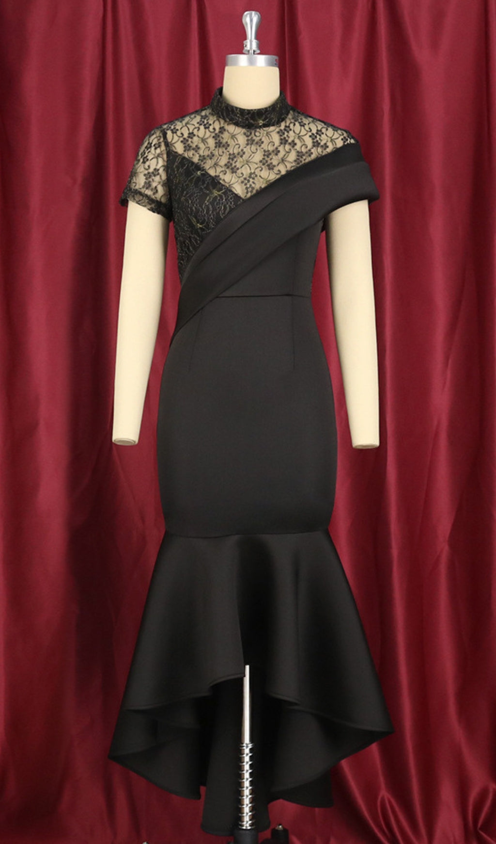 Bader Black Lace Irregular Midi Dress Flowering Girl