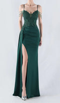Chofa Green Flower Bead Corset Maxi Dress Flowering Girl